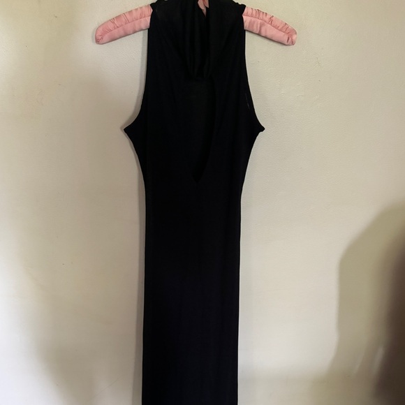 High Slit Sheer Mock Neck Dress with Hood - Picture 2 of 7